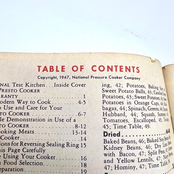Vintage 1947 Presto Cooker Recipe Book Model 40 Pressure Cooker Manual - Picture 2 of 9